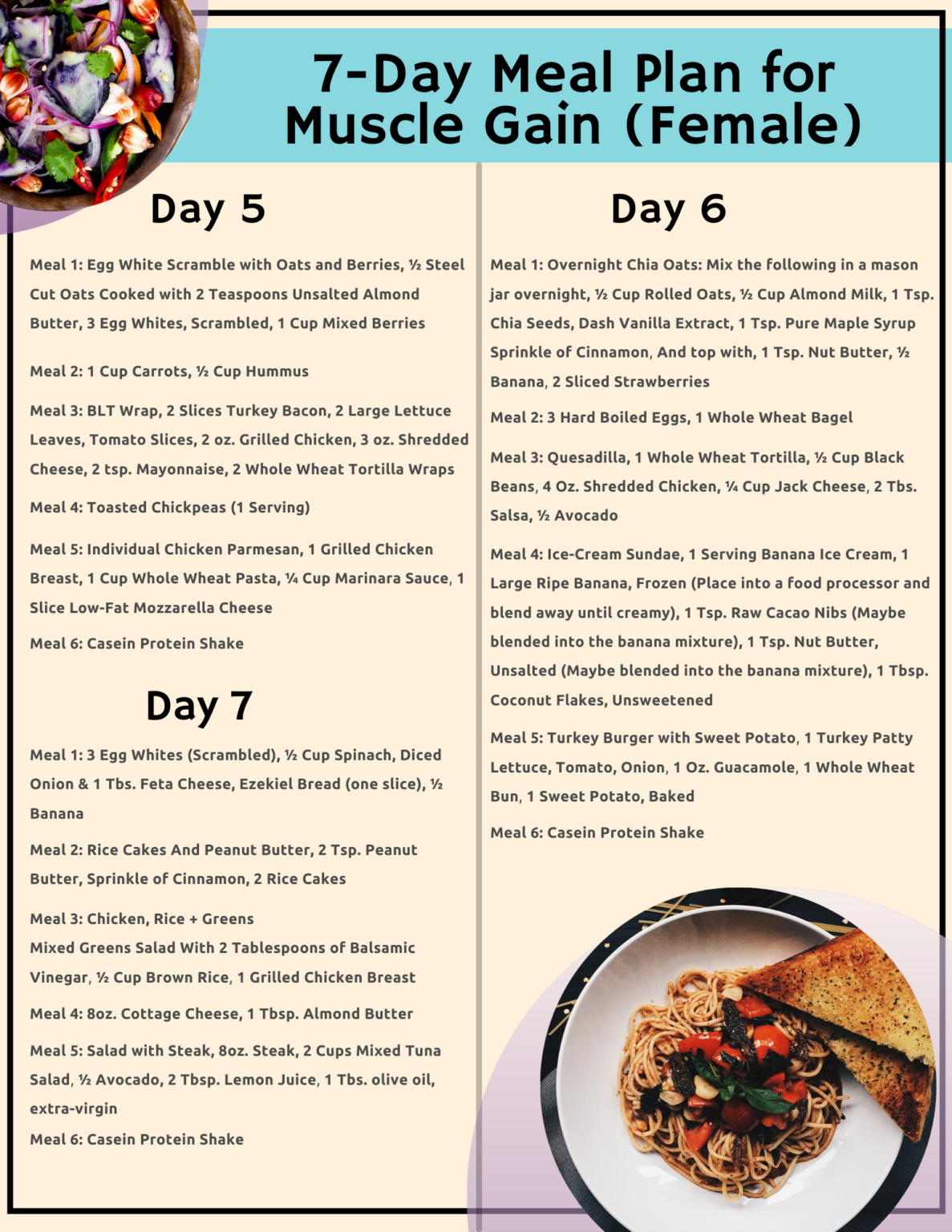 7-Day Meal Plan for Muscle Gain (Female)