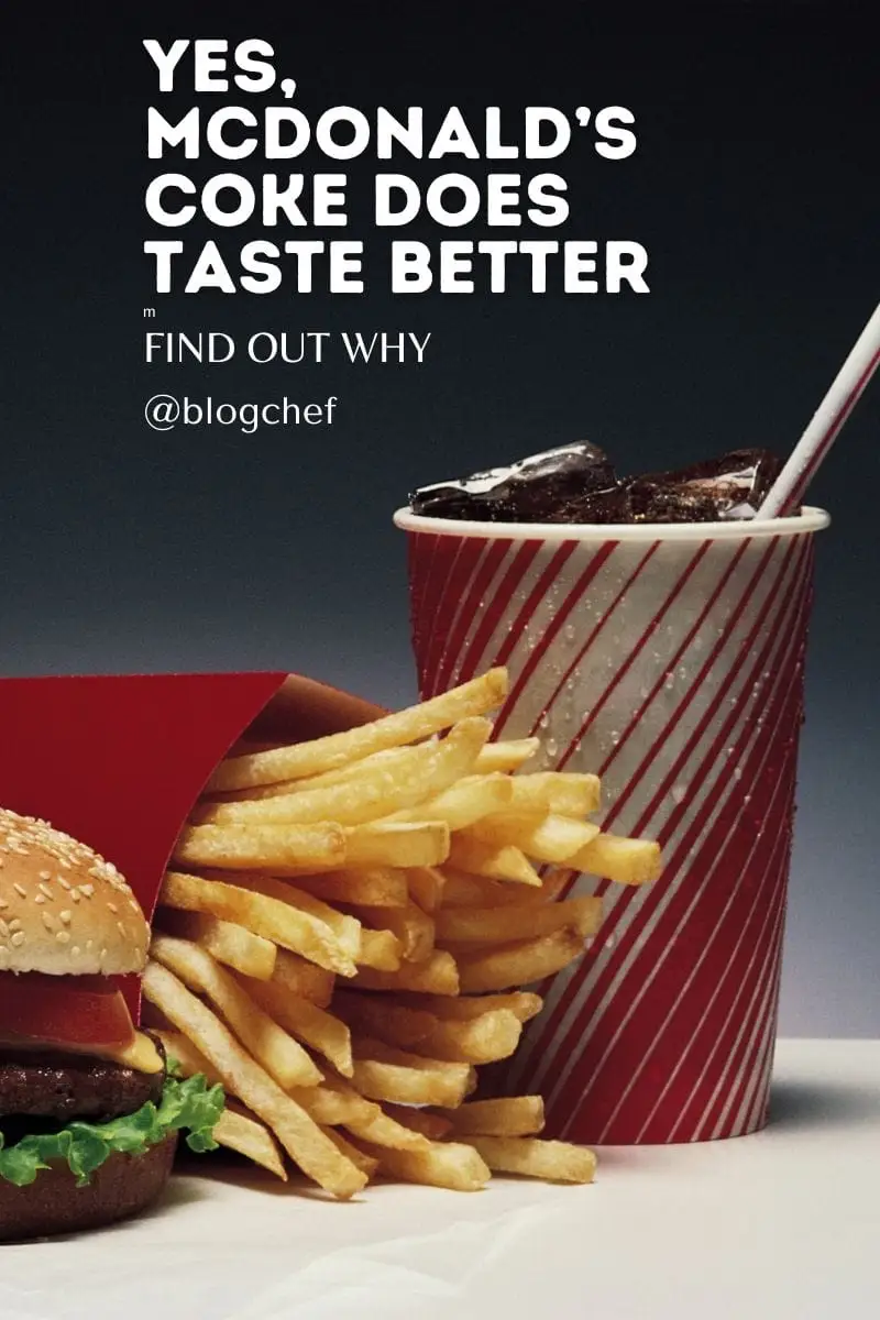 Burger, fries and soda on table with text overlay.