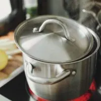 Pot on stove for cooking chitterlings without the smell.