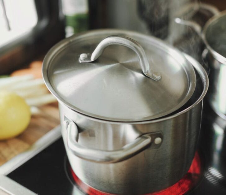 Pot on stove for cooking chitterlings without the smell.