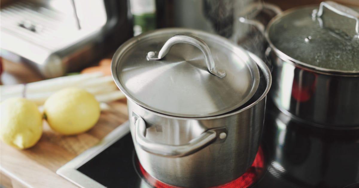 Pot on stove for cooking chitterlings without the smell.