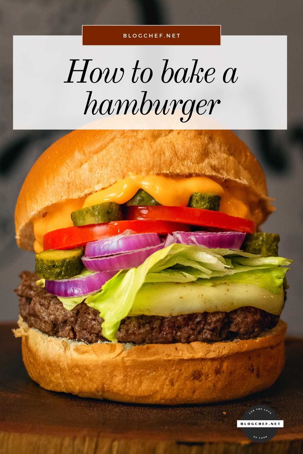 baked hamburger with toppings, cheese and sauce 