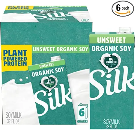 Silk Unsweetened Organic Soymilk, 32-Ounce Aseptic Cartons (Pack of 6)