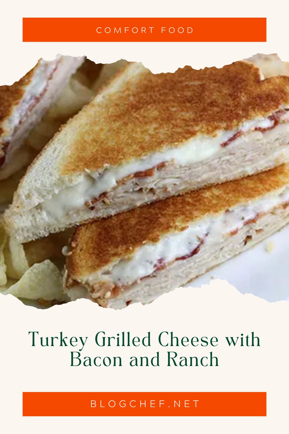 Turkey grilled cheese with bacon and ranch. 
