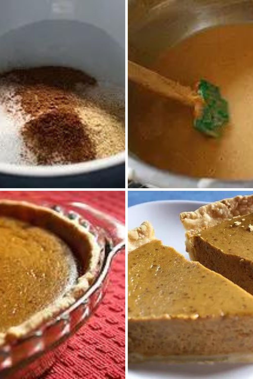 Collage showing steps to make BlogChef's pumpkin pie recipe.