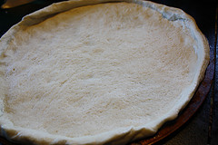 Pizza crust before toppings