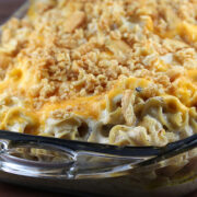 Baked chicken noodle casserole with crumb topping