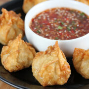 Golden fried chicken wontons with dipping sauce