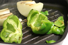 Grilled peppers and onions for fajita stuffed shells