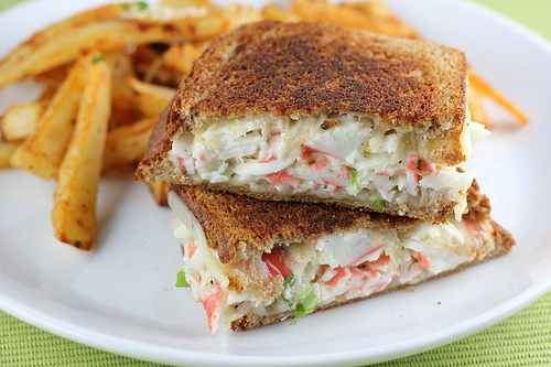 Crab grilled cheese sandwich with fries