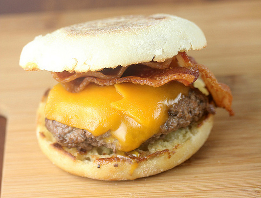 Irish-style burger with melted cheddar and crispy bacon