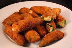 Plate of golden brown jalapeño poppers