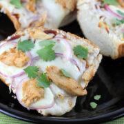 BBQ chicken flatbread with onions