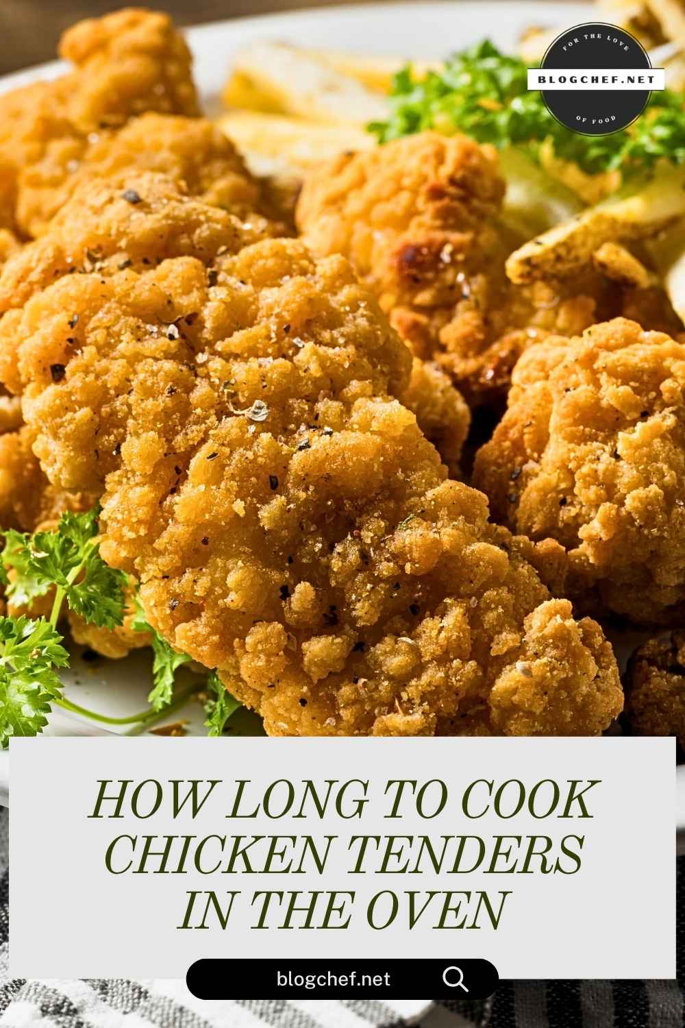 Baked chicken tenders with overl;ay text