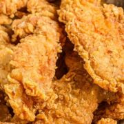 Crispy golden chicken tenders with dipping sauce