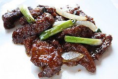 Mongolian beef with scallions