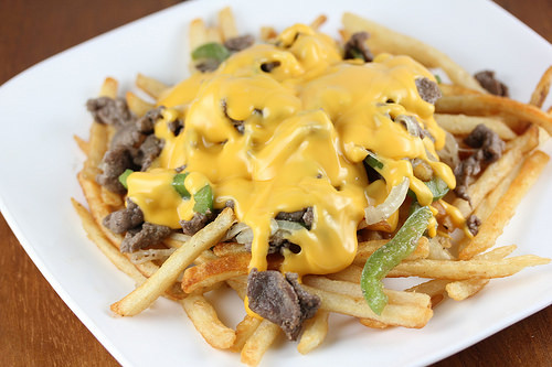 Philly fries with cheese sauce