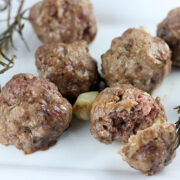 Plate of roasted garlic meatballs