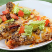Cheeseburger pizza slices with toppings