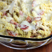 Creamy chicken bacon pasta casserole