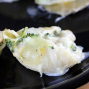 Chicken and broccoli stuffed pasta shell