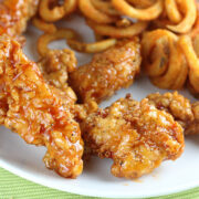 Chili's chicken crispers with curly fries