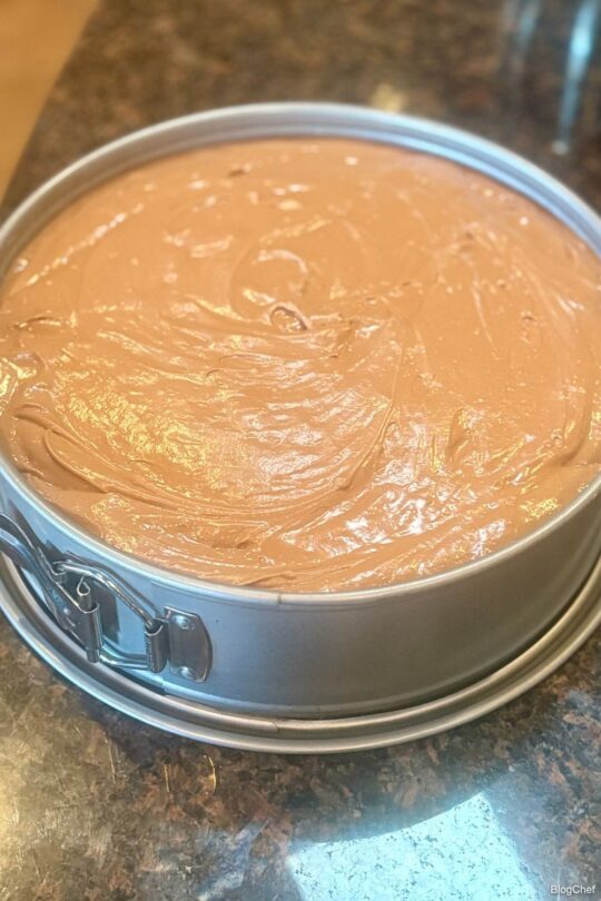 chocolate cheesecake before baking 