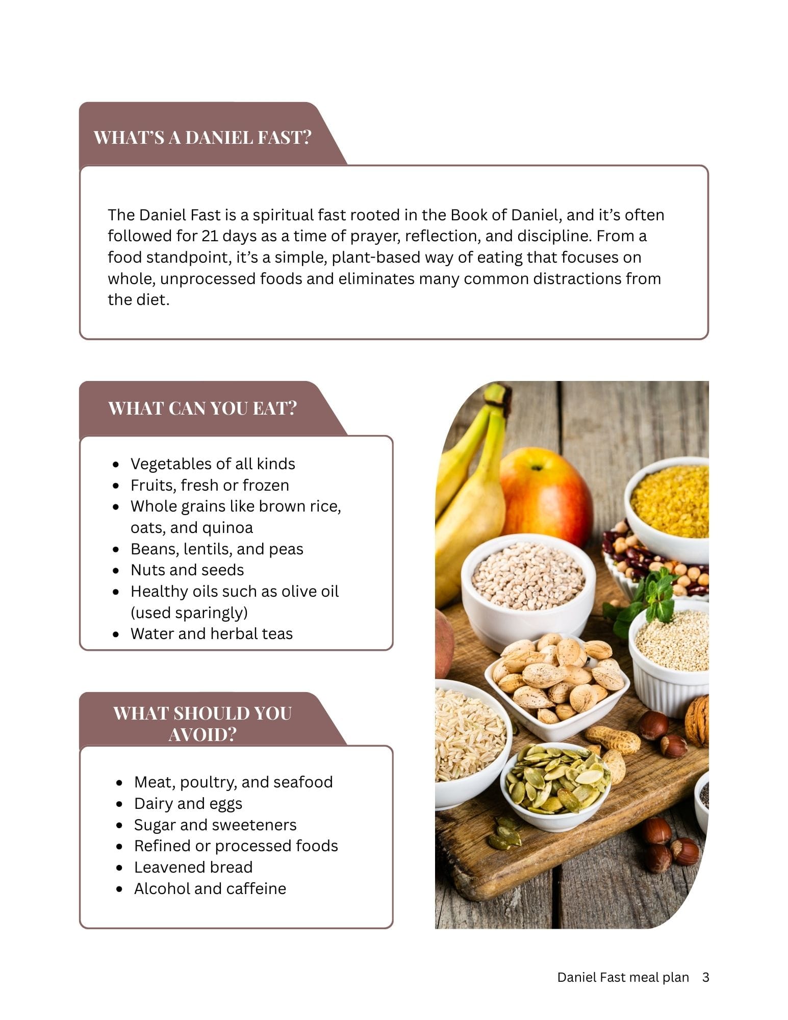 Daniel fast meal plan