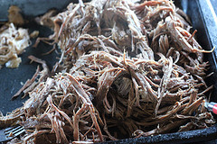 Shredded beef cooked until tender