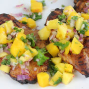 Grilled chicken marinated in soy ginger sauce, garnished with fresh cilantro