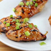 Asian grilled chicken topped with green onions