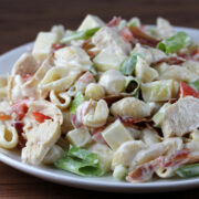 Chicken bacon ranch pasta served on plate