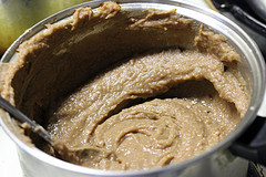 Refried beans cooking in pot