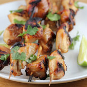 Grilled key west chicken skewers with lime