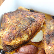 Oven roasted chicken breast with seasoned potatoes