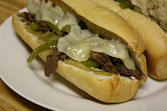Cheesesteak sandwiches on a plate