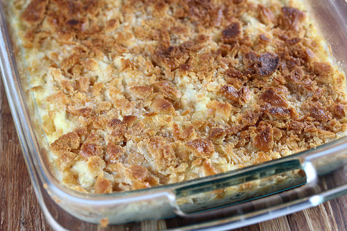 Ritz chicken casserole with golden cracker topping
