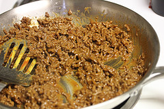 Ground beef sloppy joe mixture in skillet