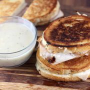 Turkey grilled cheese sandwich with gravy