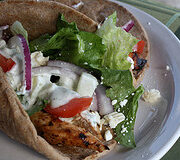 Close up of chicken gyro filling