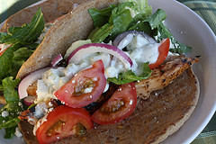 Chicken gyro wrap with fresh vegetables