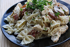 Lemon butter chicken pasta with parsley