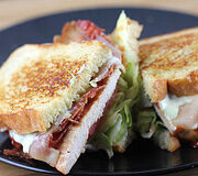 BBQ chicken sandwich with bacon