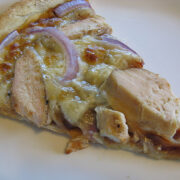 BBQ chicken pizza with melted cheese