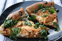 California chicken pizza slices on plate