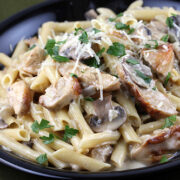 Creamy chicken marsala penne pasta