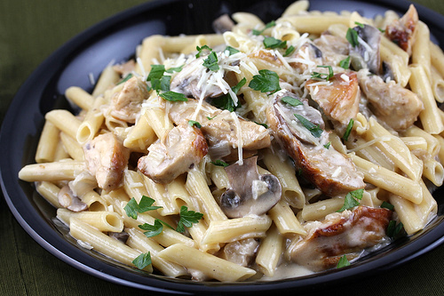 Creamy chicken marsala penne pasta