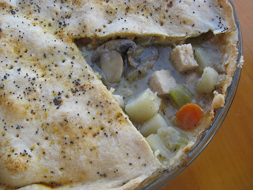 Chicken pot pie with potatoes and carrots