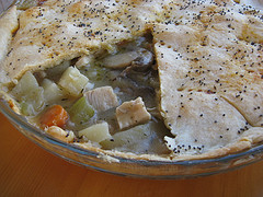Homemade chicken pot pie with crust