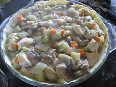 Chicken pot pie filling with vegetables